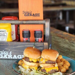 Mini Mac N Cheese Burger from Daisy's Garage in Cedar Rapids and Marion, Iowa.